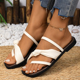 plus Size Bow Toe Covering Flat Slippers Flip Toe Outdoor Beach Sandals Sandal